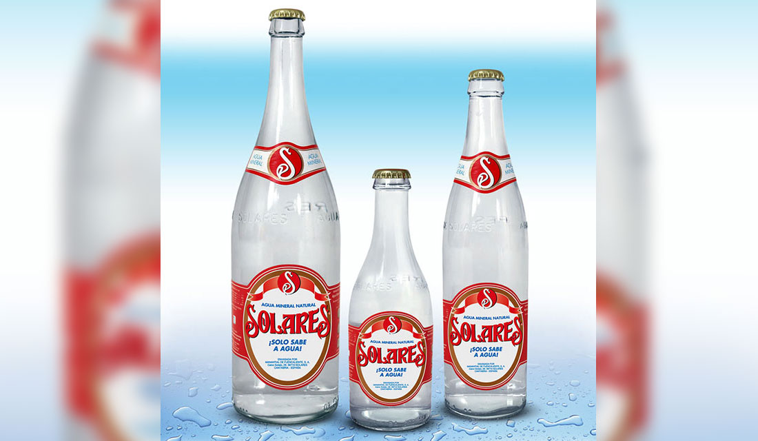 Botella de agua mineral de cristal 50cl